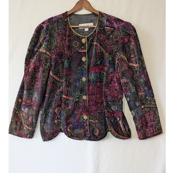 VTG‎ Another Thyme Velvet Jacket Button Up Top Size L Retro Punk Gothic Romantic - Picture 1 of 9